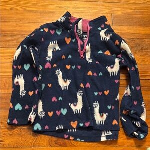 Girls Navy Llama Fleece Pullover - jumping beans